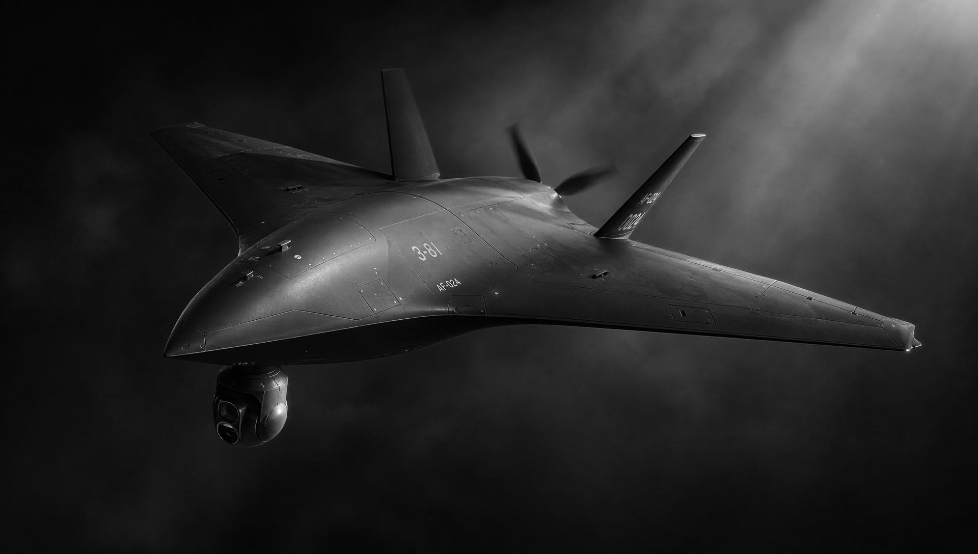 Tactical SEAD UAV in cinematic chiaroscuro